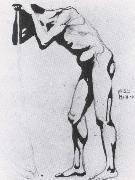 Egon Schiele Standing male nude leaning or a scythe USA oil painting reproduction